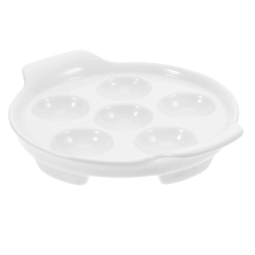 Plat à gratin en céramique blanche pour escargots, 6 compartiments 1