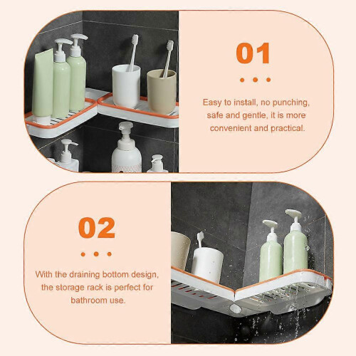 2Pcs Foldable Storage Holders Plastic Wall-mounted Racks Bathroom Storage Shelves 1