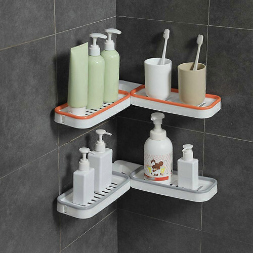 2Pcs Foldable Storage Holders Plastic Wall-mounted Racks Bathroom Storage Shelves 2