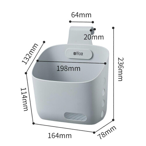Bathroom Hanging Storage Basket Grey Large Size Multifunctional Organizer Plastic Material Space-Saving Design for Kitchen or Bathroo 2