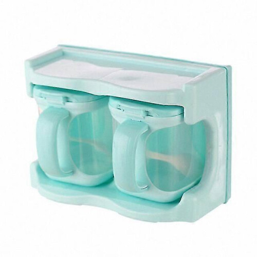 Three-Grid Blue Plastic Spice Organizer for Kitchen Storage and Organization 2