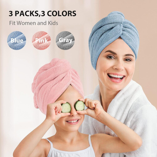 Mikrofaser-Haarwickeltuch, 25 x 65 cm, 3er-Pack 2
