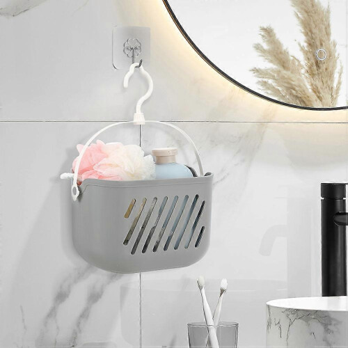 Kitchen Hanging Basket Plastic Storage Organizer with Hooks 2Pcs 2