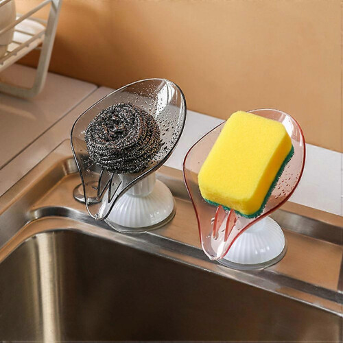 Grey Plastic Draining Soap Holder for Bathroom Storage 2Pcs 2