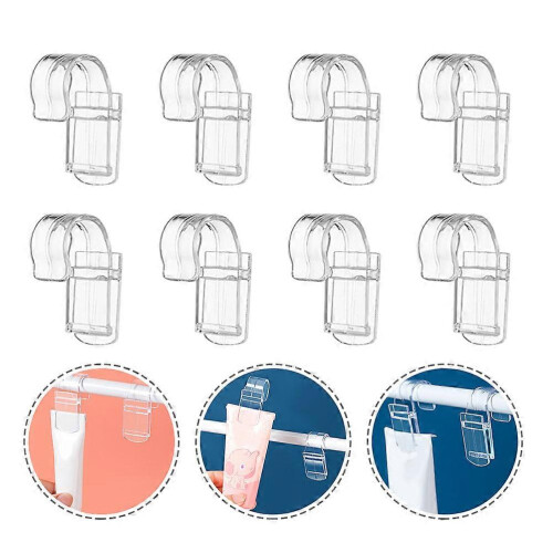 Transparent Plastic Hanging Clips for Bathroom Storage Use 12Pcs 2