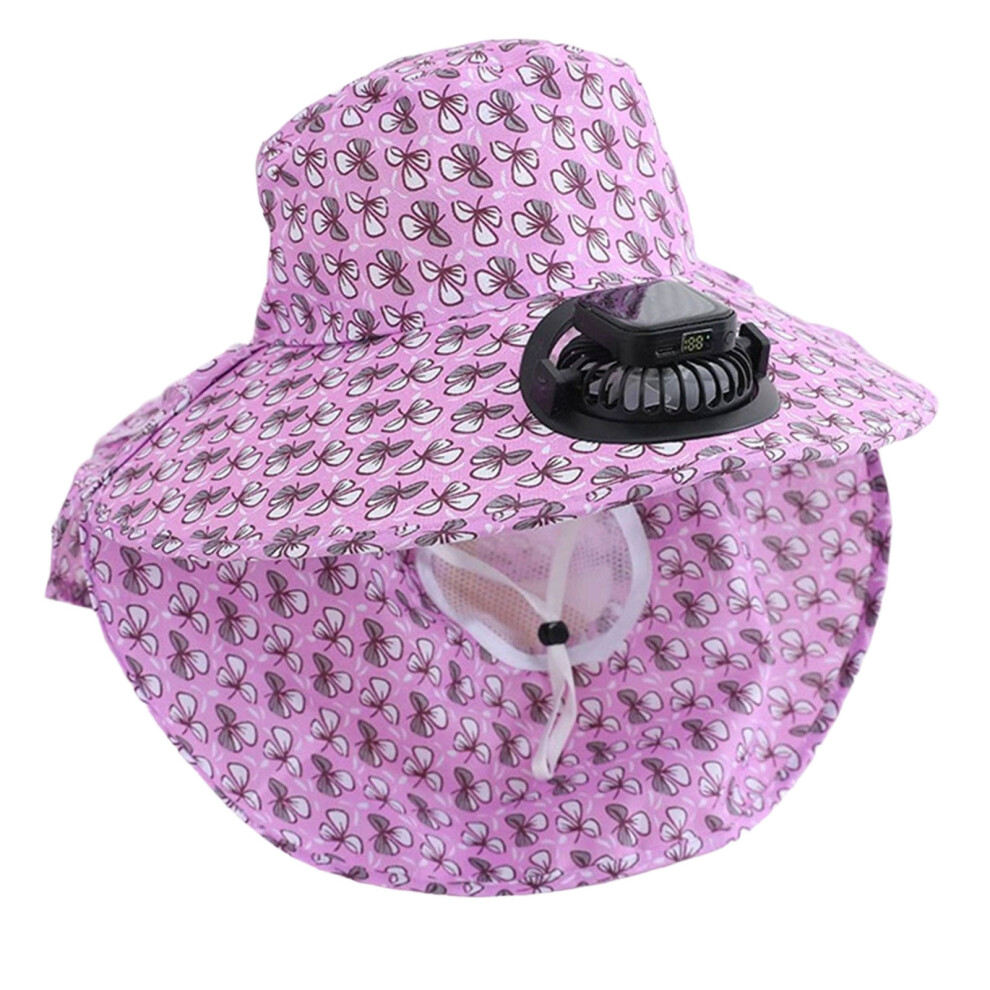 Popular Sun Protective Hat With Solar Fan Breathable-Purple 7754003798398