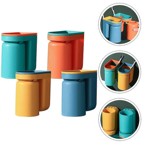 Toothbrush Holder Wall Mounted for Bathroom Storage with 4Pcs Plastic Racks 2