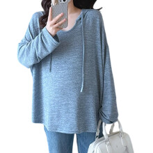 Spring Maternity Wear Soft Cotton Blend Hoodie Suitable-M Blue
