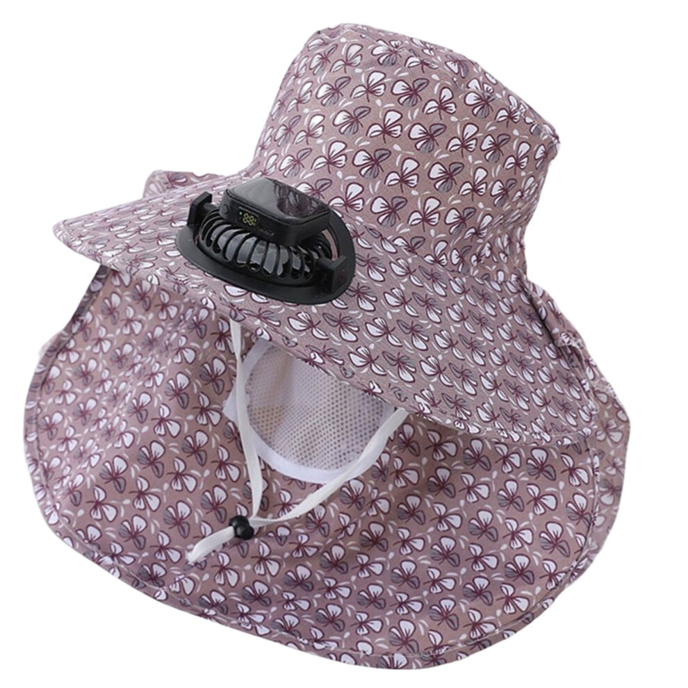 Solar Panel Cooling Fan Hat Sunproof Fishing Hat For-Brown 7754003797513