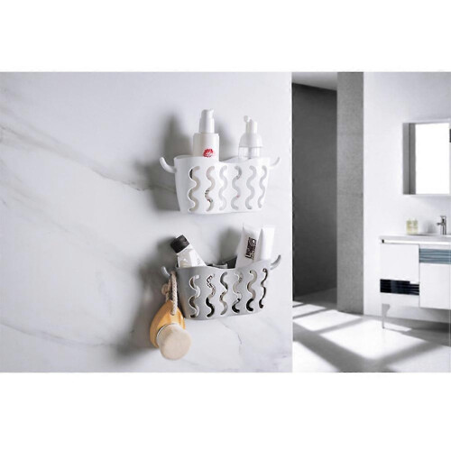 Suction Cup Kitchen Storage Basket Plastic Hanging Organizer for Storage 2