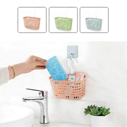 Kitchen Storage Organizer Plastic Basket with Rotatable Hook 3Pcs 2