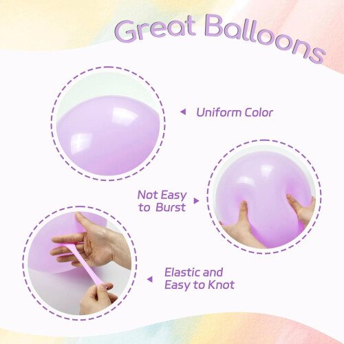 Ensemble de ballons pastel – Rose, vert, jaune, bleu, violet 2