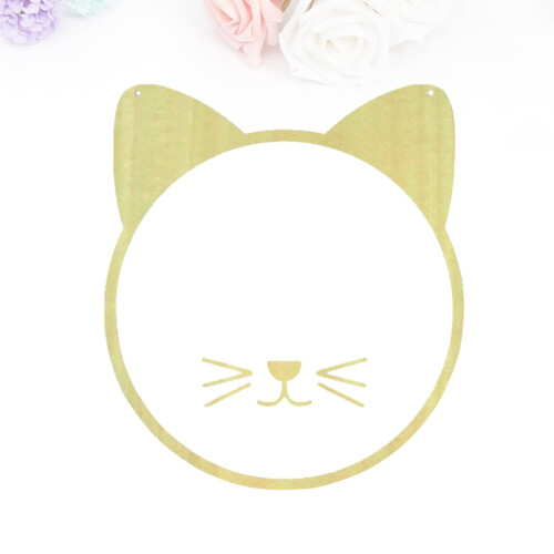 Acrylic wall mirror with wooden frame shaped like a kitten 2