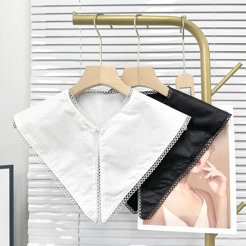 White Detachable Collar Half Shirt Accessory Elegant Lace-Black 1