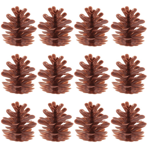 Light Brown Plastic Pine Cones Christmas Decor 50 pcs