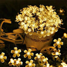 Guirlande lumineuse solaire en forme de fleurs de cerisier, 20 LED, 5 m, pour extérieur