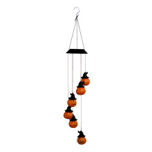 Carillon solaire avec lumières LED en forme de citrouille - Décoration extérieure