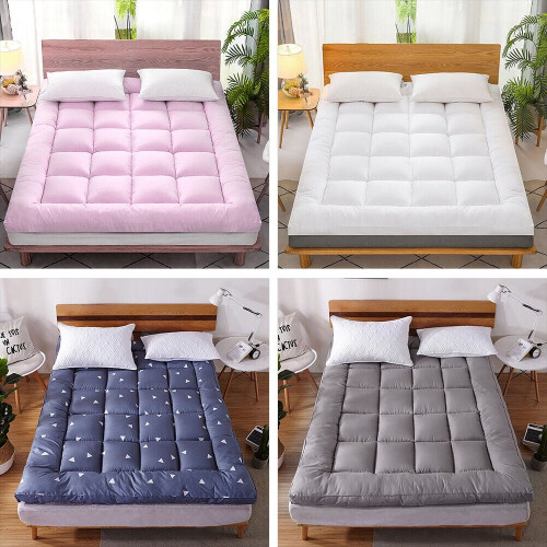 Protège-matelas matelassé en coton blanc, pour matelas simple.