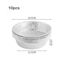 Lot de 10 barquettes rondes en aluminium – 14,5 cm, 17,5 cm, 20 cm