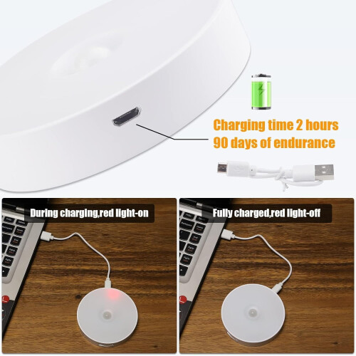 Natlampe med bevægelsessensor, 8 LED'er, 3-pak, genopladelig 2