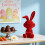 Figurine de lapin de Pâques assis floqué 13,5 x 34 cm 2