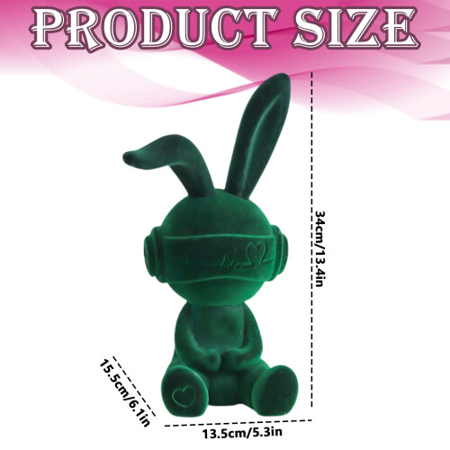 Figurine de lapin de Pâques assis floqué 13,5 x 34 cm 2