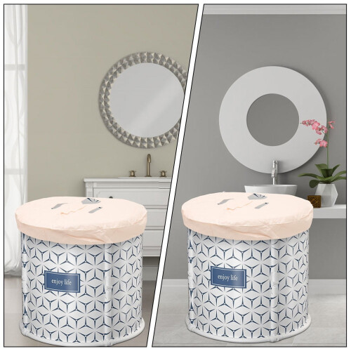 Couverture de baignoire pliable beige 80 x 80 cm 2