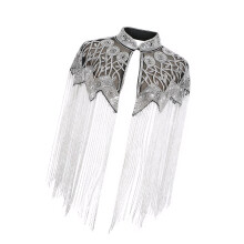 Polyester Nylon Blend Shawl Capelet With Beads And-Silver