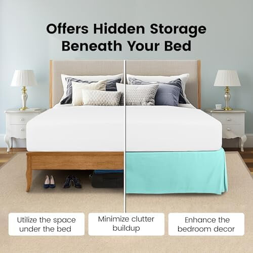 Saia para cama de casal tamanho Queen (60x80 polegadas) com queda de 16 polegadas, em microfibra escovada. 2