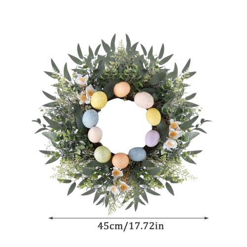 Coroană de eucalipt de Paște de 45 cm cu ouă colorate 2