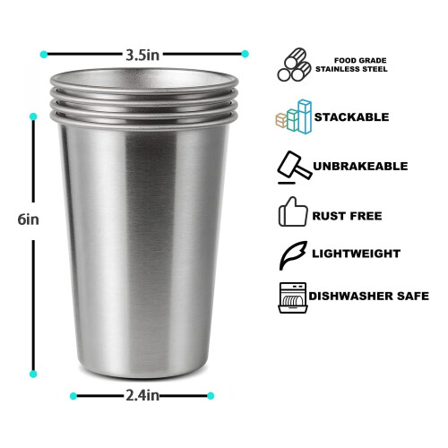 4 stk. 20oz rustfri stål Pint-kopper 1