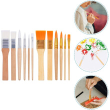 12pcs ’s Paint Brush Set, Wooden Handle Nylon Bristles with 6 White and 6 Yellow Tips