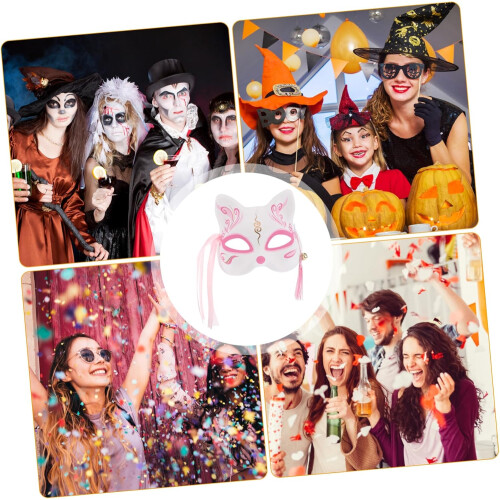 Μάσκα Αλεπούς για Halloween Cosplay Διακριτικό Μισό Πρόσωπο με Αρχαίο Σχέδιο 2