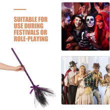 Halloween Dekoratívna Metla Sieťovaná Metla na Párty Lietajúca Metla Cosplay Prop Odnímateľná