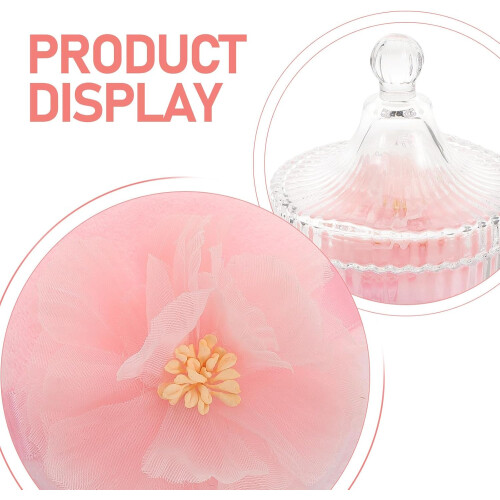 Houppette à maquillage double face réutilisable rose en peluche avec ruban fleuri 2