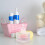 Houppette à maquillage double face réutilisable rose en peluche avec ruban fleuri 6