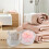 Houppette à maquillage double face réutilisable rose en peluche avec ruban fleuri 7