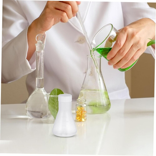 5 stuks 50 ml plastic conische Erlenmeyerflessen met deksels, PP plastic laboratoriumflessenset 2