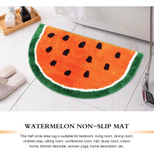 Halbkreisförmiger Teppich mit Wassermelonenmotiv, 50 x 80 cm, Cartoon-Design, rutschfest, wasserabsorbierend