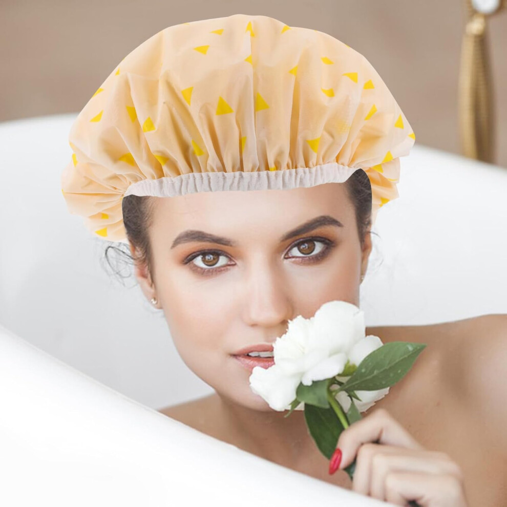 Hkhbjs Double Layer Shower Cap For Women Reusable Elastic Hair Bath Hat Comfortable Fit For Daily Use And Travel