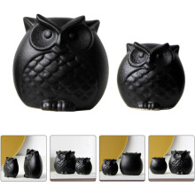 schwarze Keramik-Eulenfiguren, kreative Cartoon-Tierstatuen mit guter Stabilität