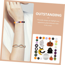 Halloween-Perlen-Bastelset für Mädchen: Totenkopfperlen, Fledermaus- und Mondanhänger, Armbandgarn