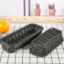 Plato rectangular multifuncional de imitación ratán tejido con cesta