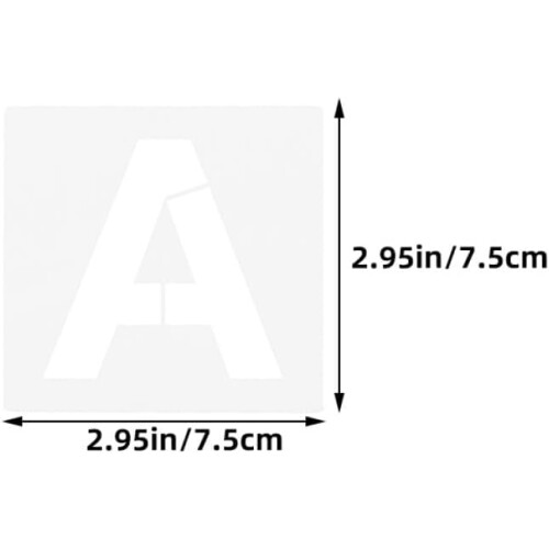 Stencils de alfabeto de letra de plástico reutilizável de 72pcs e modelos de número 3 polegadas para pintura 1