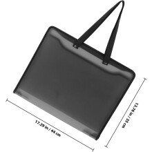 8k Portable Plastic File Organizer Bag with Zipper Handle, Black Document Pouch