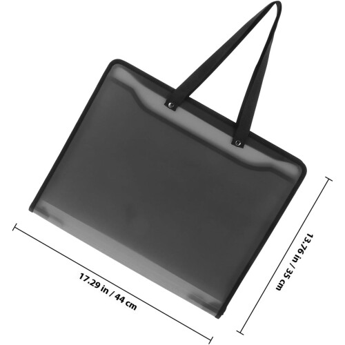 8k Portable Plastic File Organizer Bag with Zipper Handle, Black Document Pouch