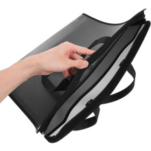 Saco de organizador de arquivo de plástico portátil 8k com alça de zíper, bolsa de documento preta