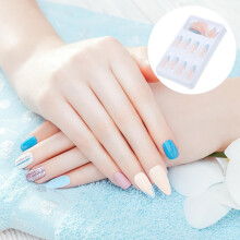 Light Blue Nail Plate Women Press Nails Tips for Teen Girls Manicure Supplies Wearing for Party Occasion