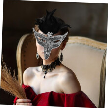 Glittermasker met veren en PVC-rand voor dames, perfect voor Halloween, carnaval en dansfeesten.
