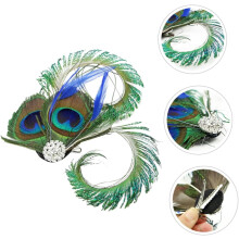 Peacock Plume Fascinator Hair Clip Blue Decorative Hairpin for Women Tea Party Cocktail Accessory